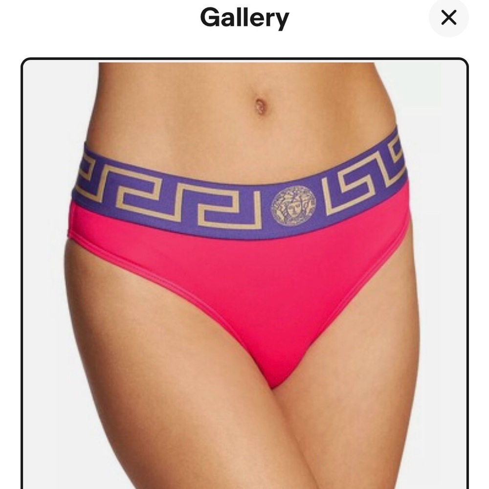 Versace Hot Pink Bikini Bottom with Turquoise & Gold Waistband